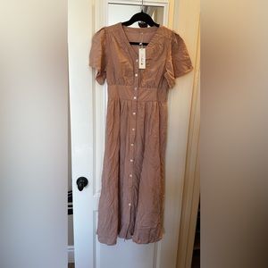 Petallush tan midi shirt dress